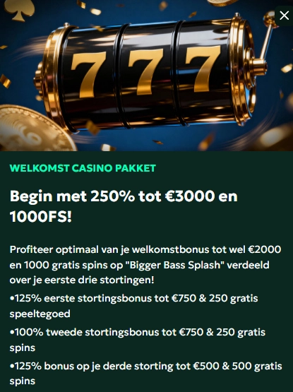 Casino welkomstbonus van SagaSpins met bonus en gratis spins