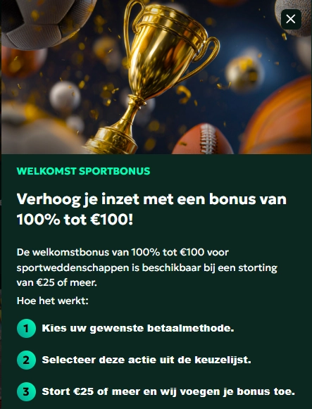 Welkomstbonus voor sportweddenschappen bij SagaSpins Casino