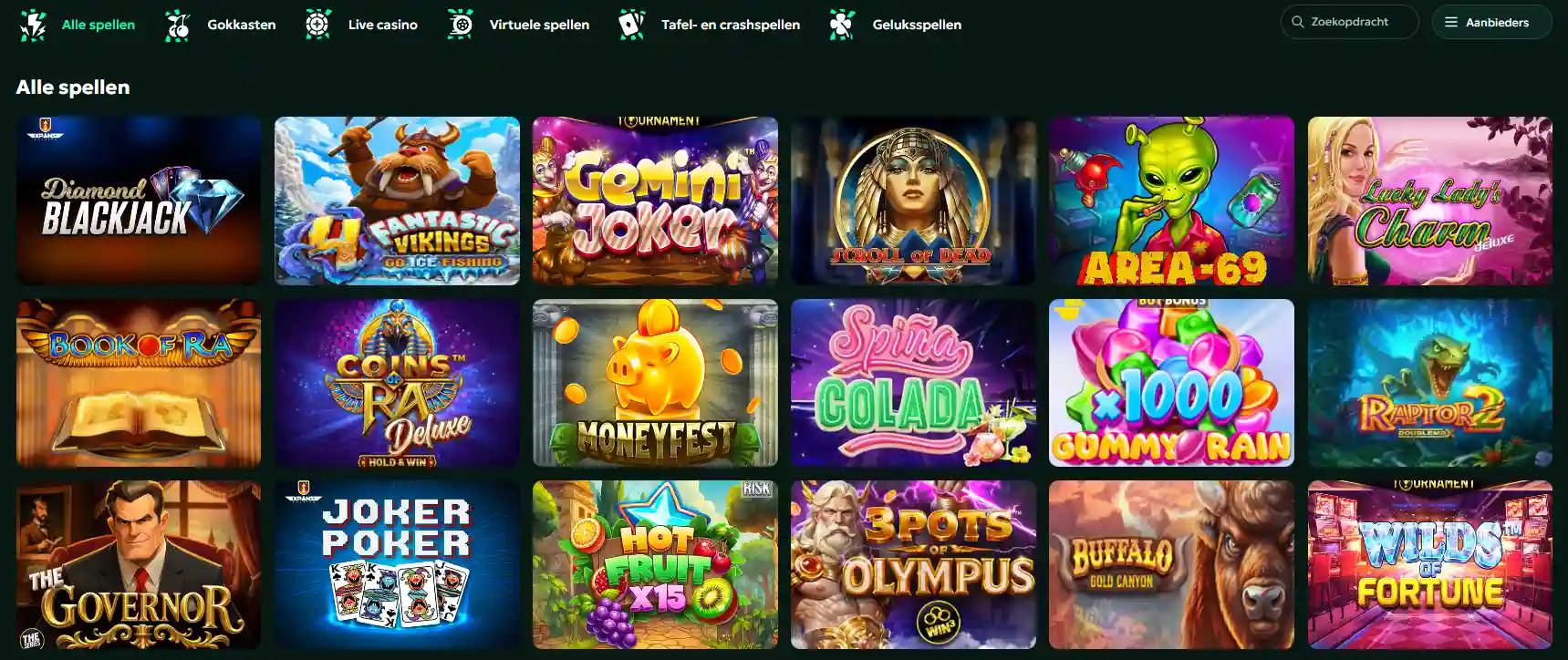 Selectie van populaire gokkasten bij SagaSpins Casino